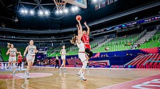 Petra Hole�ínská a její st�elecký pokus v utkání s N�meckem.