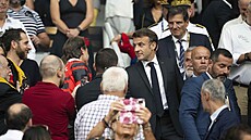 Francouzský prezident Emmanuel Macron na finálovém ragbyovém zápase v Toulouse...