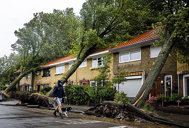 Mimořádná bouře udeřila v Nizozemsku. Vyvracela stromy, zastavila dopravu