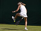 Marie Bouzková ve druhém kole Wimbledonu pedvedla úder mezi nohama takzvaný...