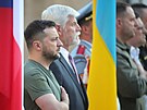 Ukrajinský prezident Volodymyr Zelenskyj pilétá do eska. (6. ervence 2023)