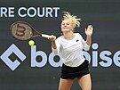 Kateina Siniaková bhem finále v Bad Homburgu proti Italce Bronzettiové