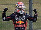 Max Verstappen slaví výhru na Velké cen Velké Británie