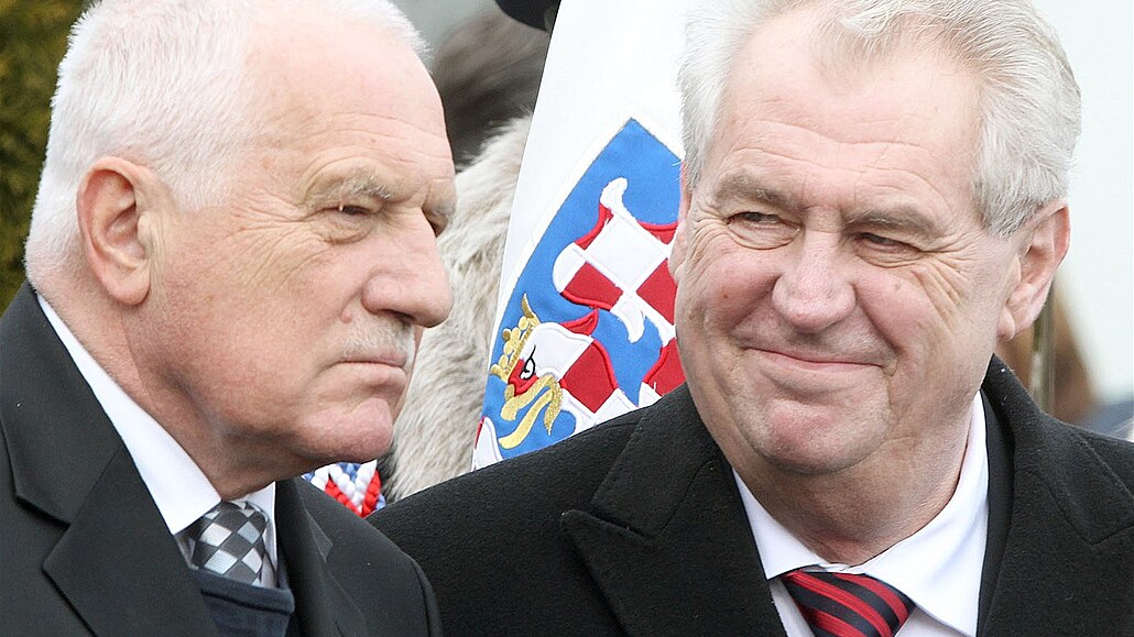 Václav Klaus a Miloš Zeman v roce 2013. (7. března 2013)