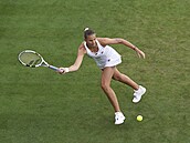 Tenistka Karolína Plíková bhem prvního kola Wimbledonu.