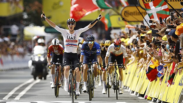 Tadej Pogaar v clov rovince prvn etapy Tour de France v Bilbau