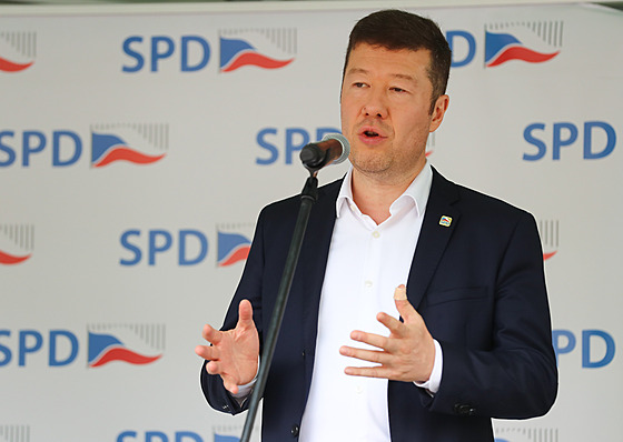 Pedseda SPD Tomio Okamura na snímku z 19. ervence 2023.