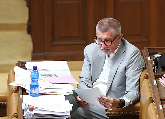 Pedseda ANO Andrej Babi pi mimoádné schzi Snmovny. (11. ervence 2023)