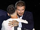 David Beckham vítá Lionela Messiho.