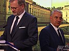 Premiér Petr Fiala a pedseda MKOS Josef Stedula na tiskové konferenci po...