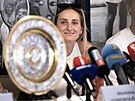 Wimbledonská ampionka Markéta Vondrouová na tiskové konferenci na praské...