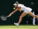 Markéta Vondrouová dobíhá míek ve tvrtfinálovém zápase Wimbledonu.