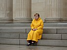 Angelu Merkelovou, její uniformou byly vdy více i mén vkusné barevné...