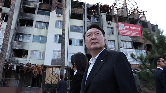 Jihokorejsk prezident Jun Sok-jol na sv prvn nvtv Ukrajiny. (15. ervence 2023)