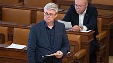 Ve Sněmovně pokračuje boj o úsporný balíček. Na snímku Karel Havlíček (ANO)....