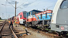 Nehoda dvou vlaků na zkušebním okruhu Výzkumného ústavu železničního (VUZ) ve...