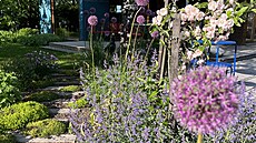 Terasa u domu je te� obklopená nejen vzrostlými stromy, ale i ke�i a barevnými...