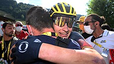 Carlos Rodríguez se raduje po výhe ve trnácté etap Tour de France
