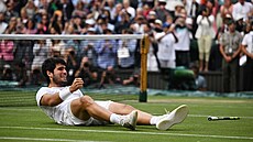 Carlos Alcaraz v emocích po vyhraném finále Wimbledonu