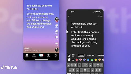TikTok nov nabízí monost sdílet textové zprávy