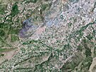 Satelitní snímek poár v Palermu na Sicílii (25. ervence 2023)
