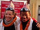 Norská horolezkyn Kristin Harila a její prvodce Tenjen Sherpa (6. ervna 2023)