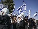 Izraelci znovu demonstrují proti justiní reform. Snímek pochází z Jeruzaléma....
