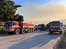 S haením poáru na eckém ostrov Rhodos pomáhají sloventí hasii. (25....