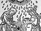 Dobová rytina zobrazující arodjnice vyvolávající boui