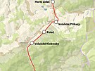 Mapa trati Horní Lide  Bylnice