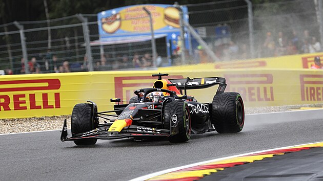 Max Verstappen v kvalifikaci na Velkou cenu Belgie.