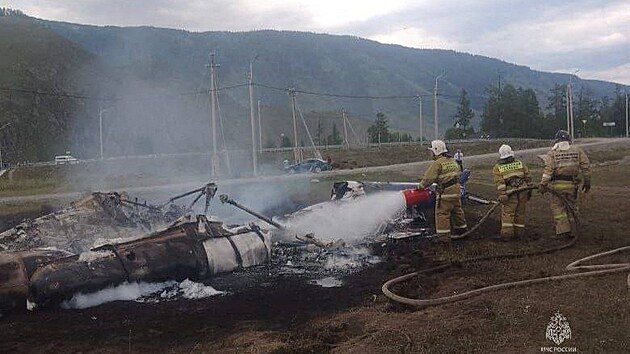 V Altajsk republice na Sibii se ztil vrtulnk Mi-8, zahynulo est lid. (27. ervence 2023)