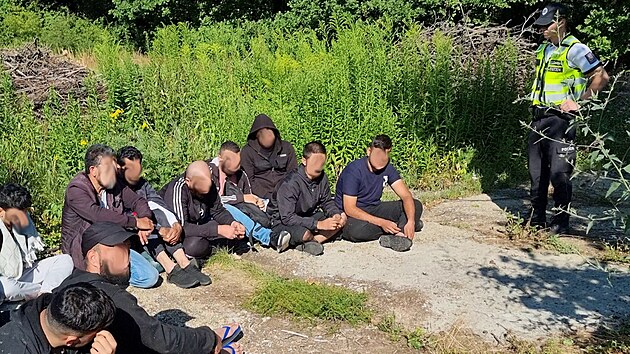 Ze lut dodvky po nrazu do nkladnho auta v Brn vyskkalo dvanct migrant ze Srie a pevad. Policist je po chvli nalezli schovan v kov.