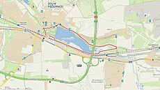 Mapka pra�ského Po�ernického rybníka v hranicích p�írodní památky.