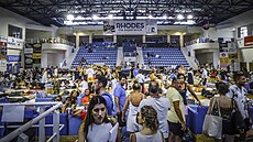 Evakuovaní turisté na ostrově Rhodos (23. července 2023)