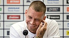 Plzeský kapitán Luká Hejda na tiskové konferenci