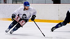 Denis Kusý, posila hokejového Kladna, na prvním tréninku Rytí na led.
