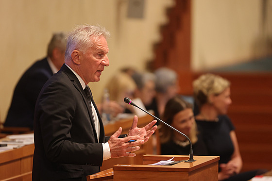 Robert Fremr se obhajuje na schzi Senátu. (2. srpna 2023)