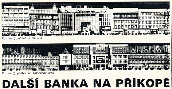 Projekt budoucí banky SOB, jak jej v roce 1989 otiskl trnáctideník...