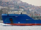 Tanker SIG plující pod ruskou vlajkou proplouvá Bosporem v tureckém Istanbulu....