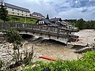 Zícený most v obci Stahovica u msta Kamnik ve Slovinsku (4. srpna 2023)