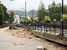 Povodn ve slovinské obci  Medvode. (4. srpna 2023)