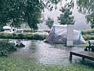 Ve Slovinsku intenzivn prelo. Na fotce je zatopený kemp. (4. srpna 2023)