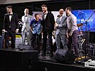 Moderátor a hosté 1.roníku Moto Gala Night (zleva: Josef Gaúr, Adam Duek,...