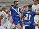 Známý uruguayský obránce Diego Godín (druhý zleva) hraje poslední zápas...