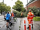 Spadlý strom po boui v Kodani (7. srpna 2023)