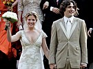 Sophie Gregoire a Justin Trudeau ve svatební den (Montreal, 28. kvtna 2005)