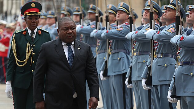 Mosambick Filip Nyusi bhem oficiln nvtvy esk republiky. (7. srpna 2023)