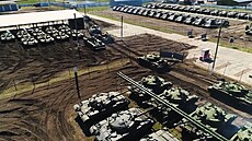 Skladit ruského armádního vybavení ve Vaganov v Burjatsku na východní...