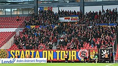 Fanoušci fotbalové Sparty na utkání třetího předkola Ligy mistrů v Kodani.